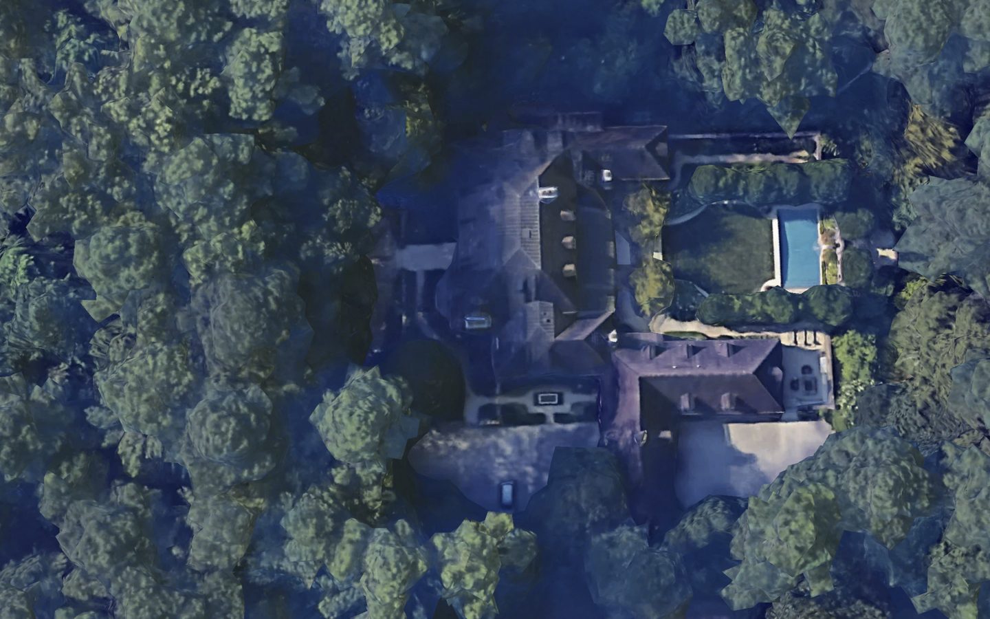 3470 Tuxedo Road NW Tuxedo Park Buckhead aerial — $7,500,000 off-market sale